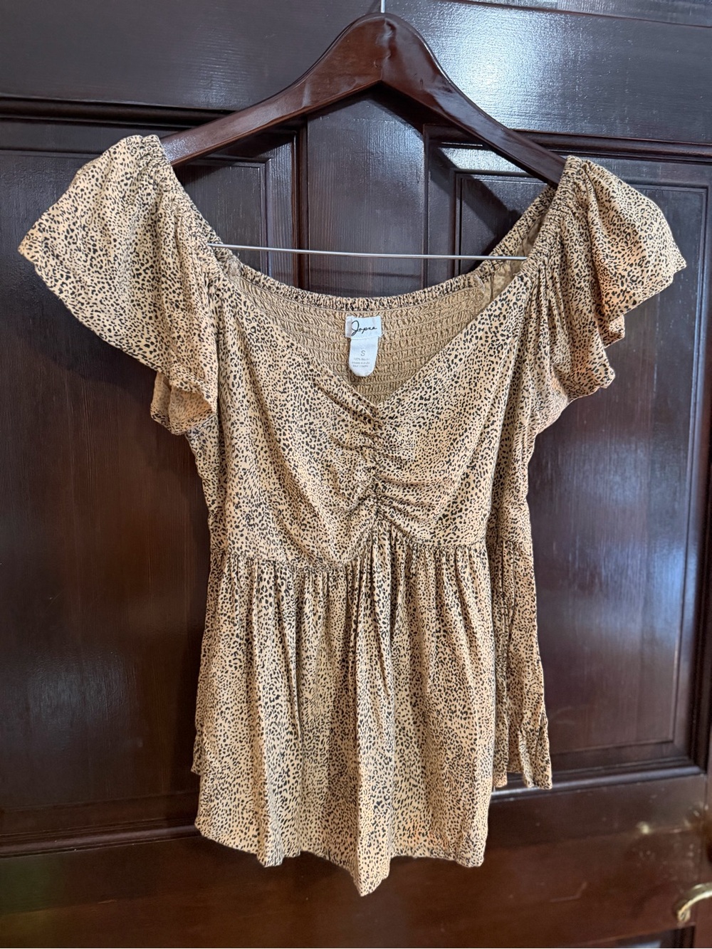 Japna Animal Print Flutter Sleeve Peplum Top
